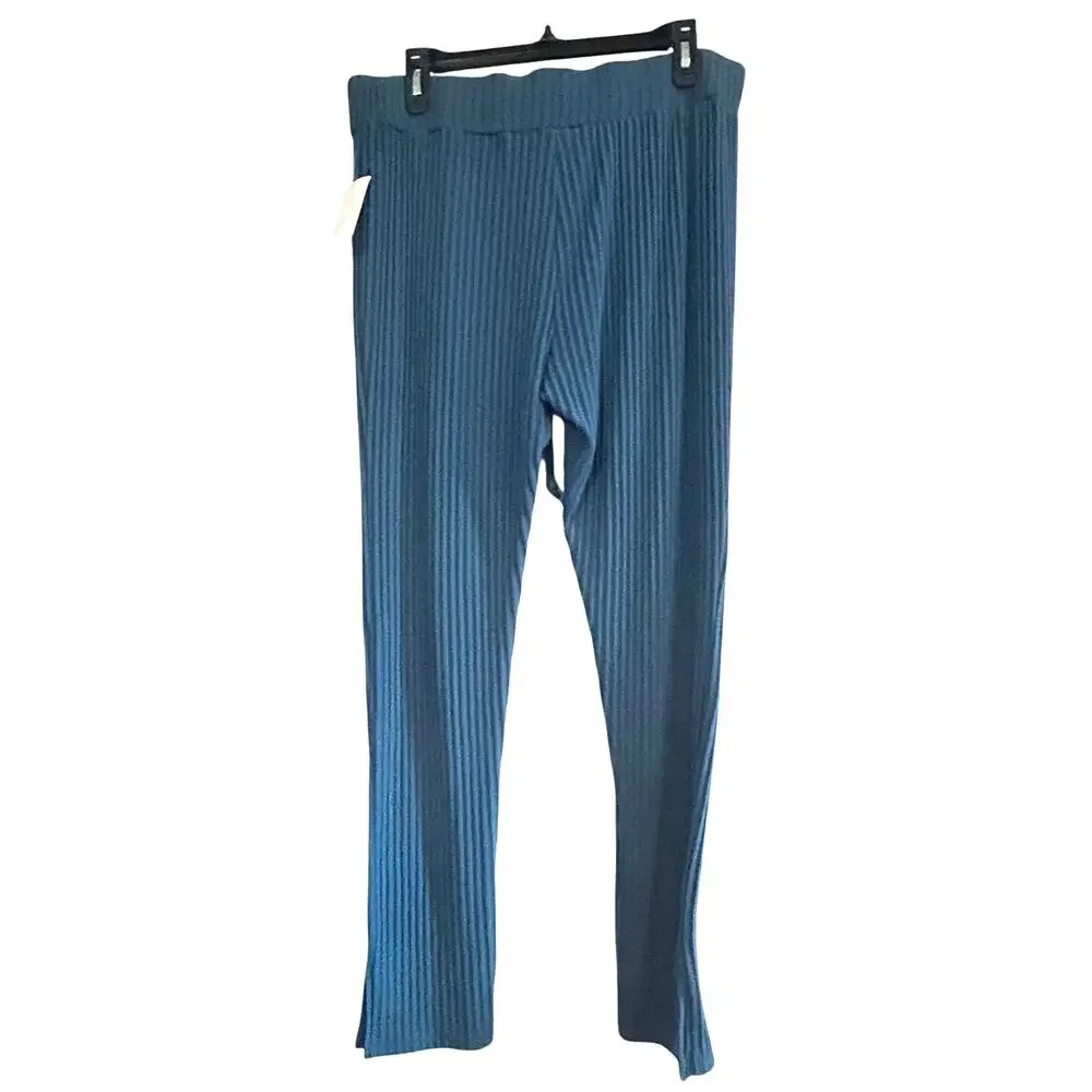 HONEYDEW New Steel Blue Ribbed Drawstring Lounge Pants Size XL - Picture 2 of 6